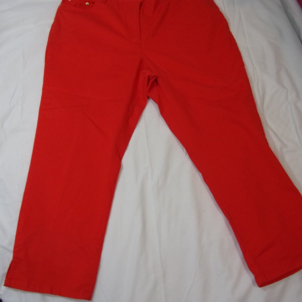 Heart of Palms Ankle Pants Tomato Red Size 14